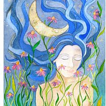 Mi Proyecto del curso: Técnicas de acuarela para ilustraciones de ensueño. influencia lunar. Projekt z dziedziny Trad, c, jna ilustracja,  R, sunek, Malowanie akwarelą, Ilustracja w i dawnicza użytkownika lorenaberger2 - 16.08.2021