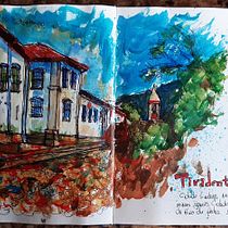 Meu projeto do curso: Sketching artístico em aquarela: Cidade de Tiradentes - Minas Gerais - Brasil. Traditional illustration, Sketching, Creativit, Drawing, Watercolor Painting, and Sketchbook project by Marcelo José Bresciani - 08.16.2021