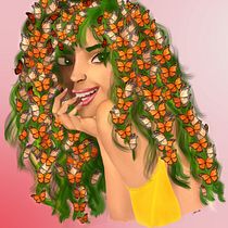 My project in Digital Fantasy Portraits with Photoshop course: Butterfly Girl. Ilustração tradicional, Desenho, Ilustração digital, Desenho de retrato, Desenho digital, e Pintura digital projeto de Malini Agarwala - 17.08.2021