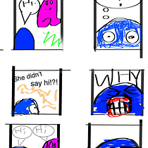 My project in Comic Strip Creation: Illustrating Unique Stories course. Comic titled: ‘Hi.’. Traditional illustration, Comic, Stor, telling, Stor, board, and Narrative project by vincent.thewaveclinic - 08.15.2021