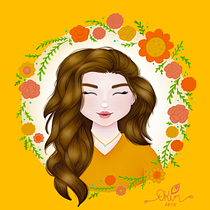 My project in Illustrated portraits with botanical elements course. Un progetto di Illustrazione tradizionale, Illustrazione digitale, Illustrazione botanica e Disegno digitale di Flora Langley - 20.08.2021