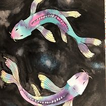 Stellar Koi fishes. Traditional illustration, Fine Arts, Painting, Watercolor Painting, and Color Theor project by Veronica Solis - 08.21.2021