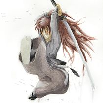 Mi Proyecto: Battousai (Himura Kenshin) - Based on a scene from the 2021 movie.. Un progetto di Illustrazione tradizionale, Disegno, Pittura ad acquerello e Manga di Stan de Wijs - 18.08.2021