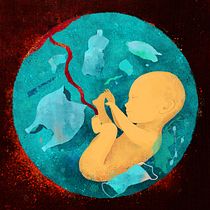 Microplastics in the placentas of unborn babies. Traditional illustration, Vector Illustration, and Digital Illustration project by Leona Tsiara - 08.22.2021
