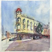 My project in Architectural Sketching with Watercolor and Ink course. Sketching, Drawing, Watercolor Painting, Architectural Illustration, Sketchbook & Ink Illustration project by Janet Evans - 09.29.2021