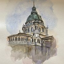 My project in Architectural Sketching with Watercolor and Ink course. Sketching, Drawing, Watercolor Painting, Architectural Illustration, Sketchbook & Ink Illustration project by Kaori Twohig - 08.23.2021