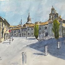 Mi Proyecto del curso: Sketching Plaza San Diego, Alcalá de Henares - Madrid. Un proyecto de Diseño, Ilustración tradicional, Bocetado, Ilustración arquitectónica y Sketchbook de Edu García - 20.07.2021
