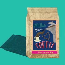 Illustration for packaging: Original Italian coffee. Design, Traditional illustration, Packaging, Product Design, Digital Illustration, H, and Lettering project by marikabaresi - 08.26.2021