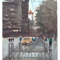 Meu projeto do curso: Paisagens urbanas em aquarela. Un projet de Beaux Arts, Aquarelle et Illustration architecturale de denize_rossi_pr - 26.08.2021