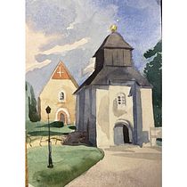 My project in Architectural Illustration - Skederid church, Sweden. Un projet de Illustration traditionnelle, Esquisse , Dessin, Aquarelle, Illustration architecturale , et Carnet de croquis de Maria Medvedeva - 26.08.2021