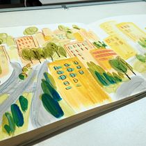 My project in Pictorial Sketchbook with Gouache course. Traditional illustration, Sketching, Drawing, Architectural Illustration, Sketchbook, and Gouache Painting project by reetrandoja - 08.27.2021