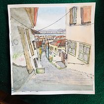 My project in Architectural Sketching with Watercolor and Ink course. Sketching, Drawing, Watercolor Painting, Architectural Illustration, Sketchbook & Ink Illustration project by Vassi - 08.26.2021