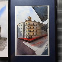 Mein Kursprojekt: Architektonische Zeichnung mit Aquarell und Tinte. Sketching, Drawing, Watercolor Painting, Architectural Illustration, Sketchbook & Ink Illustration project by Lea Vogt - 08.26.2021