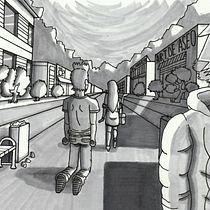 Escena: Un paseo por la ciudad. Mi Proyecto del curso: Fundamentos del dibujo de personas a partir de la imaginación   . Traditional illustration, Fine Arts, Sketching, Pencil Drawing, Drawing, Artistic Drawing, and Figure Drawing project by Pablo Cornejo Mejías - 08.21.2021