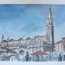 My project in Architectural Sketching with Watercolor and Ink course. Sketching, Drawing, Watercolor Painting, Architectural Illustration, Sketchbook & Ink Illustration project by martina_b - 08.28.2021