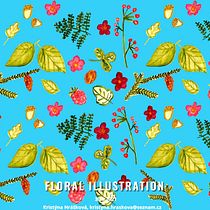 My project in Vibrant Floral Patterns with Watercolors course. Traditional illustration, Pattern Design, Watercolor Painting, and Botanical Illustration project by Kristýna Hrášková - 08.30.2021