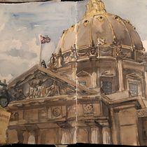 SF City Hall. Sketching, Drawing, Watercolor Painting, Architectural Illustration, Sketchbook & Ink Illustration project by djames941 - 08.31.2021