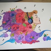 Mon projet du cours : Techniques d'aquarelle pour des illustrations féériques. Projekt z dziedziny Trad, c, jna ilustracja,  R, sunek, Malowanie akwarelą, Ilustracja w i dawnicza użytkownika Virginie Brun - 01.09.2021