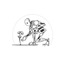 Can a robot marvel at life? -- Blackwork Tattoo Design. Un projet de Illustration traditionnelle, Illustration numérique , et Conception de tatouage de Leonel Romero - 06.09.2021