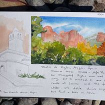 My project in Watercolor Travel Journal course. Traditional illustration, Watercolor Painting, Architectural Illustration, and Sketchbook project by yosemiteee - 09.06.2021