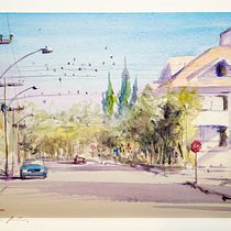 Meu projeto do curso: Criação de paisagem contemporânea em aquarela. Fine Arts, and Watercolor Painting project by Marcelo Magri - 09.06.2021