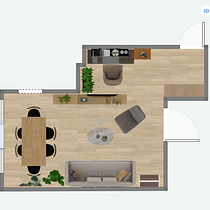Layout sala, comedor y home office. Interior Architecture, Interior Design & Interior Decoration project by katikath - 09.08.2021