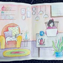 My project in Exploratory Sketchbook: Find Your Drawing Style course. Traditional illustration, Sketching, Creativit, Drawing, Watercolor Painting, Sketchbook, and Gouache Painting project by divya nair - 09.07.2021