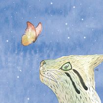 Mi Proyecto: Gato y Mariposa. Traditional illustration, Fine Arts, Watercolor Painting, and Naturalistic Illustration project by María Balboa Rozas - 09.04.2021