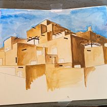My project in Architectural Sketching with Watercolor and Ink course. Sketching, Drawing, Watercolor Painting, Architectural Illustration, Sketchbook & Ink Illustration project by anibalaranda - 09.11.2021
