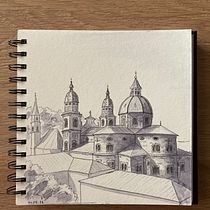 My project in Architectural Sketching with Watercolor and Ink course. Sketching, Drawing, Watercolor Painting, Architectural Illustration, Sketchbook & Ink Illustration project by Tatiana Tsybizova - 09.12.2021