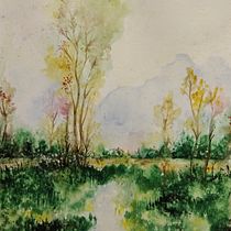 Mi Proyecto del curso: Paisajes naturales en acuarela. Projekt z dziedziny  Sztuki piękne,  Malarstwo i Malowanie akwarelą użytkownika Gabriela Pais - 13.09.2021