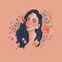 Meu projeto do curso: Retrato ilustrado com elementos botânicos. Un progetto di Illustrazione tradizionale, Illustrazione digitale, Illustrazione botanica e Disegno digitale di Gabriela Linhares de Alcântara - 14.09.2021