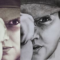 Mein Kursprojekt: Künstlerisches Porträt mit Kohlestift: die Atmosphäre Ein Projekt aus dem Bereich Traditionelle Illustration, Bildende Künste, Zeichnung, Porträtzeichnung, Realistische Zeichnung und Artistische Zeichnung von Annette Koenig - 16.09.2021