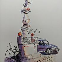 My project in Architectural Sketching with Watercolor and Ink course. Sketching, Drawing, Watercolor Painting, Architectural Illustration, Sketchbook & Ink Illustration project by dawsonsabbey - 09.22.2021