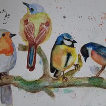 My project in Artistic Watercolor Techniques for Illustrating Birds course. Traditional illustration, Watercolor Painting, Realistic Drawing, and Naturalistic Illustration project by annidollar - 09.18.2021