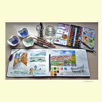 Pontevedra: pueblos y villas. Mi Proyecto del curso: Cuaderno de viaje en acuarela. Traditional illustration, Watercolor Painting, Architectural Illustration, and Sketchbook project by Loli Crespo - 09.18.2021