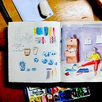 Mi Proyecto del curso: Sketchbook para explorar tu estilo de dibujo. Traditional illustration, Sketching, Creativit, Drawing, Watercolor Painting, Sketchbook, and Gouache Painting project by jane_klares - 09.18.2021