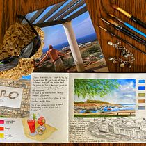 My project in Watercolor Travel Journal course. Traditional illustration, Watercolor Painting, Architectural Illustration, and Sketchbook project by Jean Hodgkiss - 09.20.2021