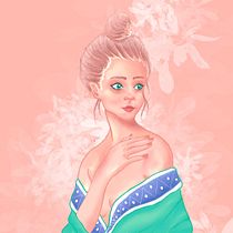 My project in Female Character Portraits in Procreate course. Projekt z dziedziny Trad, c, jna ilustracja, Ilustracja c, frowa, R, sunek c i frow użytkownika Laily Mohd Ridzuan Thomas - 19.09.2021