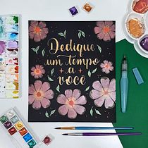 Meu projeto do curso: Lettering com aquarelas metálicas. Un progetto di H, lettering, Lettering, Pittura ad acquerello, Design, Pittura, Creatività, Disegno, Calligrafia, Graphic design, Design industriale, Fotografia con smartphone, Instagram e Illustrazione botanica di Juliana Lustoza - 21.09.2021