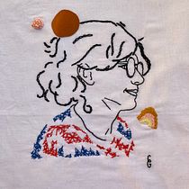 My project in Embroidered Linear Portrait course. Bordado projeto de Carole Giacobi - 22.09.2021