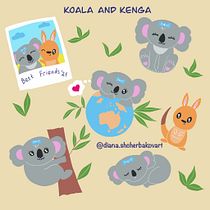 Diana Shcherbakova final project in Kawaii Illustration Koala and Kenga. Projekt z dziedziny Projektowanie postaci, Trad, c, jna ilustracja, Design, Projektowanie graficzne,  Malarstwo, Sketching,  R i sunek użytkownika Diana Shcherbakova - 27.09.2021