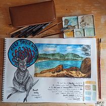 My project in Watercolor Travel Journal course - Coles Bay - Tasmania. Traditional illustration, Watercolor Painting, Architectural Illustration, and Sketchbook project by sol_n_art - 09.29.2021