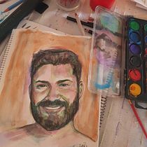 My project in Artistic Portrait with Watercolors course. Painting, Watercolor Painting, and Portrait Drawing project by Thaleia Tzanetaki - 09.30.2021