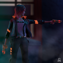 Cyberpunk girl (Diseño de ropa 3D con Marvelous Designer). 3D, Modelagem 3D, Design de personagens 3D, e 3D Design projeto de Cesar Ramírez - 28.09.2021