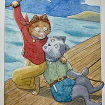 Ships Cats in Love!. Traditional illustration, Fine Arts, Painting, Drawing, Watercolor Painting, Children's Illustration, and Narrative project by kathryn_fletcher - 09.30.2021