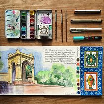 Mein Kursprojekt: Aquarellreiseheft. Traditional illustration, Watercolor Painting, Architectural Illustration, and Sketchbook project by Kirsten - 10.05.2021