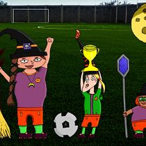 3 Brujas futbolistas. Traditional illustration, Character Design, Digital Illustration, Children's Illustration, and Narrative project by Daniel Moreno - 10.05.2021