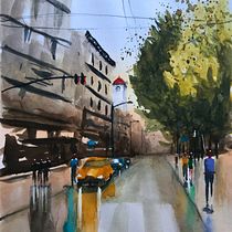 Mi Proyecto del curso: Paisajes urbanos en acuarela. Un progetto di Belle arti, Pittura ad acquerello e Illustrazione architettonica di kingsjoak - 06.10.2021