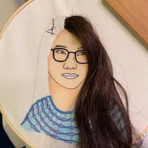 My project in Embroidered Portraits in Watercolor course. Pintura, Pintura em aquarela, e Bordado projeto de gwynn89 - 07.10.2021